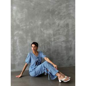 Conjuntos de Pantalones a Cuadros Azules para Mujer Topshow al por Mayor - Product Image 2