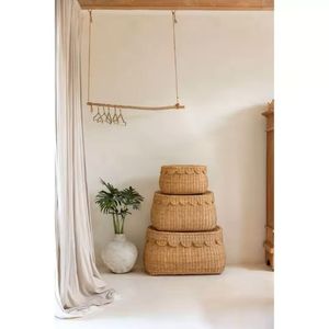 Cesta de mimbre decorativa hecha a mano al por mayor organizador ligero duradero respetuoso con el medio ambiente perfecto para exhibiciones de tiendas minoristas - Product Image 5