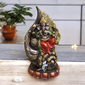Statue de Ganesh Ji en polyrésine, modèle artisanal, peint à la main, décoration religieuse traditionnelle, Pooja, mariage, maison, fond indien - Product Image 2