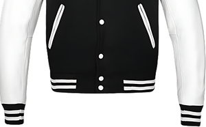 แจ็กเก็ตเบสบอลถนนสูง OEM สำหรับผู้ชายคอมโบหนัง PU ขนแกะทนทานพร้อมโลโก้ออกแบบได้ตามต้องการ - Product Image 2