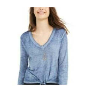 Top Casual Blu Scuro da Ragazzo American Rag con Colletto Arricciato e Cintura Testurizzata in Maglia di Lino e Cotone Lungo XL per Primavera - Product Image 2