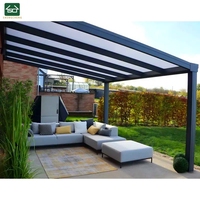 Couverture de véranda murale en polycarbonate pour jardin d'hiver, patio, terrasse, toit avec porte coulissante multirail en verre