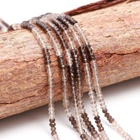 Perles de pierre de quartz fumé naturel en gros, facettées, rondes, ombrées, qualité supérieure, 4,5-5 mm, marron clair, fournisseur tiers