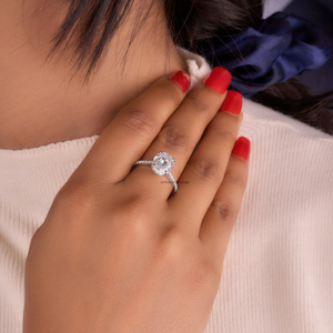 แหวนหมั้น2.50 CT Moissanite ทรงขั้นตอนตัดวงรีทรงเพรียวบางเครื่องประดับงานหมั้นเพชรทางเลือกทำมือ - Product Image 3