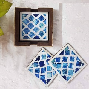 Design luxueux personnalisé couleur os incrustation sous-verres incrustation pour la maison cuisine tasse à thé caboteur meilleure qualité plateaux de service - Product Image 2