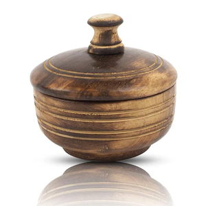 โหลไม้ใส่น้ำตาลเกลือกล่องเก็บเครื่องเทศพร้อมฝาและช้อน - Product Image 3