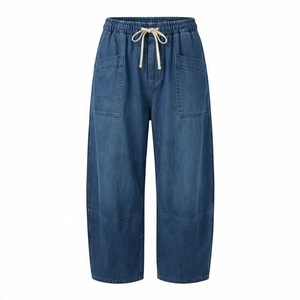 Jeans à jambes larges et droites élégants, mode féminine, vente en gros, lavage clair, taille moyenne, vêtements de rue en vrac pour femmes, pantalons en denim - Product Image 1