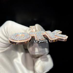 Sur mesure Hip Hop lettre Moissanite diamant nid d'abeille réglage 925 pendentif en argent rappeur hommes Hip Hop fête bijoux - Product Image 2