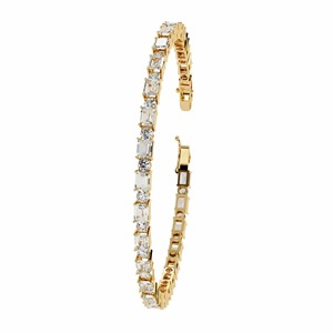 IGI Certified Round & Emerald Cut Lab Grown Diamond Tennis Bracelet in 9K Yellow / White / Rose Gold - Product Image 2