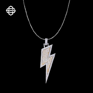 Pendentif Foudre Personnalisé Bijoux Hiphop Collier à Breloques en Moissanite Glacé pour Hommes et Femmes Chaîne en Corde Cubaine Bling - Product Image 1