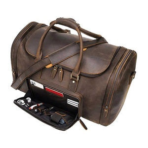 Custom Logo PU Fabric Zipper Cheap Overnight <b>Travel</b> Duffel <b>Bag</b> <b>Men</b> Large Capacity 100% Cowhide Leather Gym Duffle Weekender <b>Bags</b> - Product Image 5
