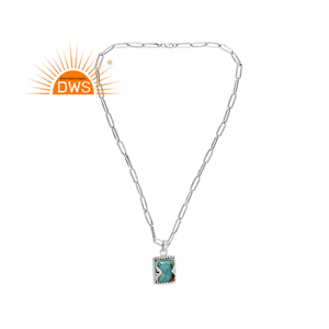 Superventas plata esterlina oxidada Natural Kingman turquesa piedra preciosa colgante collar joyería personalizada para mujer regalo para ella - Product Image 1