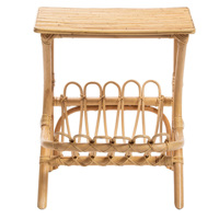 Table d'appoint en rotin faite à la main avec porte-revues |   Table d'appoint moderne en bambou naturel |   Meubles de salon