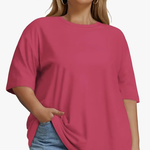 New Arrival Custom Logo Women Plus Size Short Sleeve Crew Neck Tee Bangladesh Factory Wholesale O-Neck Cotton Tee Shirt - Product Image 1