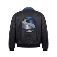 Blouson universitaire personnalisé en laine pour homme, tricoté, respirant, coupe-vent, grandes tailles, noir, avec logos brodés, en satin polaire et boutons