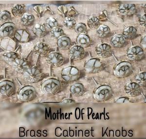 Brass Mother of Pearl Knobs & Pull Handle Handicrafts for Bedroom Kitchen Bathroom Living Room Wardrobe Drawers & <b>Doors</b> - Product Image 4