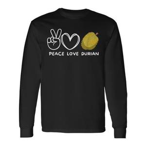 T-shirt à manches longues Peace Love Durian, design rétro pour les amateurs de nourriture - Product Image 1