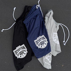 Pantalones cortos de malla de alta calidad Unisex transpirable tela cómoda impresión DTF Venta caliente estilo de calle cordón sólido - Product Image 3