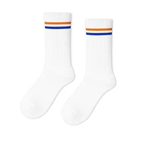 <b>Orange</b> and Blue Striped Patterned Sports <b>Socks</b> Colorful Comfortable Accessory for Active Lifestyle - Product Image 1