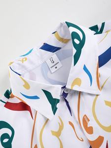 Streetwear tendance pour hommes, chemise et short à manches courtes et imprimé graffiti multicolore, ensemble de vacances 100% coton à séchage rapide - Product Image 3