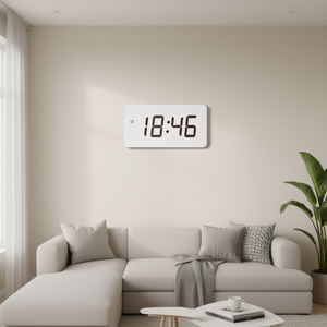 Modern <b>LED</b> Digital Wall <b>Clock</b> JE 5112B White Wooden Home Room Decor - Product Image 3