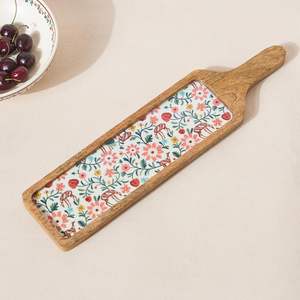 Bandeja de Madera para Aperitivos Kashmir Trails, Color Natural con Adhesivo, Hecha a Mano, Elegante y Decorativa para Hotel y Cafetería, Superventas - Product Image 5