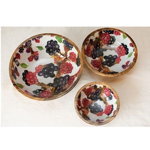 <b>Cheap</b> Price Handmade Enamel Decorative Wooden Salad Bowl With Server <b>Set</b> Customizable for Multipurpose Use - Product Image 3