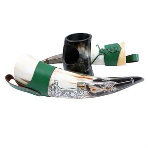 Cuerno de cerveza vikingo adornado con ágata con soporte Vasos hechos a mano inspirados en la mitología nórdica - Product Image 1