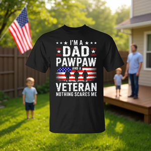 Maglietta promozionale per il Festa del Papà con stampa 'Nonno Veterano e Papà Pawpaw' - Product Image 3