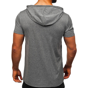 Offre Spéciale chemise de sport légère pour hommes T-shirt de fitness d'entraînement personnalisé avec capuche quantité minimale de commande bas motif solide T-shirts à capuche pour hommes - Product Image 5