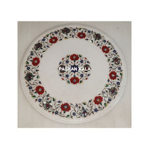 โต๊ะหินอ่อนสีขาวทำมือสวยงามมากงานฝังน่ารักสินค้าเยี่ยมมากสำหรับตกแต่งบ้านและร้านอาหาร - Product Image 1