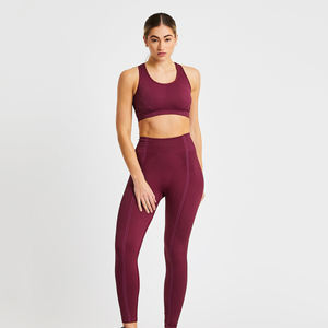 Vente en gros Ensemble de 2 pièces pour femmes de haute qualité Yoga Fitness Gym Logo Plaid personnalisé Vêtements légers respirants - Product Image 1