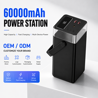 Batterie externe haute capacité 60000 mAh pour l'extérieur avec écran LED, charge rapide PD 22,5 W, lumières de camping multicolores, OEM ODM