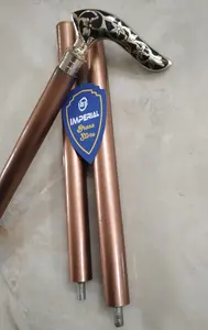 Bastón de madera de hoja dorada negra antigua, bastones Vintage de diseñador de alta calidad, mango de goma, punta de latón, regalo de actividad al aire libre - Product Image 4