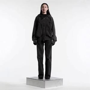 Balaclava à capuche en coton 100% de haute qualité, 450 g/m², poids lourd, pour l'hiver, streetwear, logo personnalisé, fermeture éclair intégrale, livraison DDP - Product Image 4