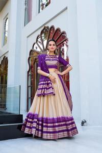 Pur Chanderi soie Lehenga Choli Shibori imprimer Zari tissage travail Blouse Rangoli élégant indien pakistanais vêtements pour les fêtes - Product Image 6