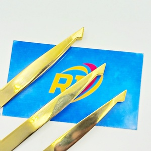 Pince à épiler de luxe personnalisée en acier inoxydable, pointe inclinée de précision, écologique, couleur or, outil de beauté et de toilettage pour salon et maison - Product Image 2