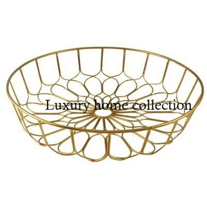 Corbeille à fruits ronde en métal de finition antique durable avec des lignes métalliques incurvées élégantes pour un bel affichage dans les maisons rustiques - Product Image 6