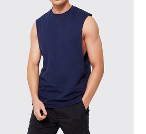 ออกแบบโลโก้เอง เสื้อกล้ามคอเต่าผู้ชาย ผ้าฝ้าย 100% ทรงหลวม ไซส์ใหญ่ เสื้อยืดแขนกุดเนื้อหนา สำหรับผู้ชาย - Product Image 3