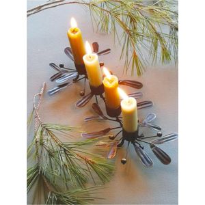 Bougeoir en métal de style nordique, art floral, créatif, double tête, chandelier, finition verdigris, style campagnard, porte-bougie votif - Product Image 6