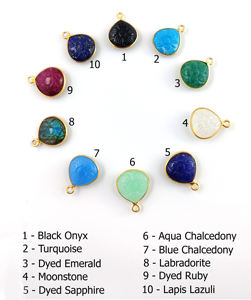 Labradorite taille de la pierre précieuse 12mm sculpture de fleur en forme de cœur en Vermeil d'or en argent Sterling 925 lunette ensemble charme pendentif en argent - Product Image 6