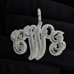 Colgante de Lujo para Hombre de Plata de Ley 925, Estilo Hip Hop, con Diamante Moissanita VVS, Bañado en Oro de 18K, Joyería Personalizable con Letra - Product Image 2