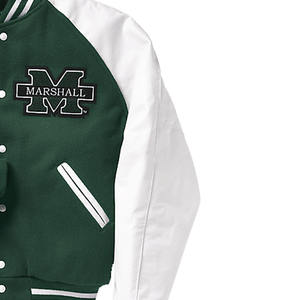 เสื้อแจ็คเก็ตสไตล์วาร์ซิตี้ แขนหนัง ปักลายเชนิลล์ ผ้าฝ้ายฟลีซ ดีไซน์พรีเมียม ตัดเย็บตามสั่ง ตัวเสื้อทำจากผ้าขนสัตว์ น้ำหนัก 100 กรัม ด้านหน้า - Product Image 2