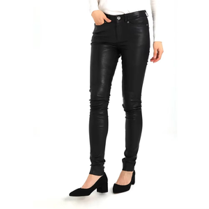 Venta al por mayor mejor proveedor de cuero suave de las mujeres de invierno de cintura alta de color sólido impermeable a prueba de viento Casual Streetwear pantalones lisos - Product Image 1