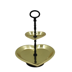 Support à gâteau flottant en aluminium et bois à 4 niveaux avec poignée, couleur Nickel noir et noyer foncé pour la décoration de mariage - Product Image 5