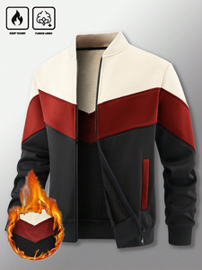 Blouson d'aviateur d'hiver personnalisé avec logo brodé en chenille Vestes universitaires en cuir véritable rose Colorblock pour hommes - Product Image 6