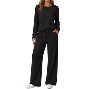 Ensemble de survêtement 2 pièces pour femme en polyester/rayonne respirant de haute qualité, personnalisé, avec épaules tombantes, tenue décontractée - Product Image 6