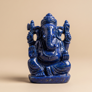 รูปปั้นพระพิฆเนศแกะสลักด้วยมือพร้อมของขวัญทางธุรกิจที่ Lapis Lazuli หัตถกรรมอัญมณีแกะสลักทำในอินเดีย - Product Image 4