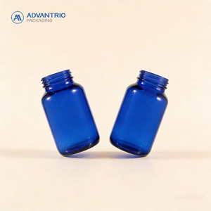 의약품 알약 병 처방전 알약 병 빈 200ml 코발트 블루 알약 병 (정제, 캡슐용) - Product Image 1