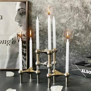 מחזיק נר גיאומטרי כסף מודרני 4 תפאורה חתיכת אור - Product Image 3